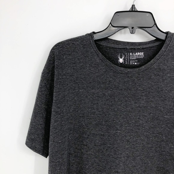 Spyder Mens Tshirt XL Gray Stretch Round Neck Short Sleeve Pullover Tee - Picture 3 of 5